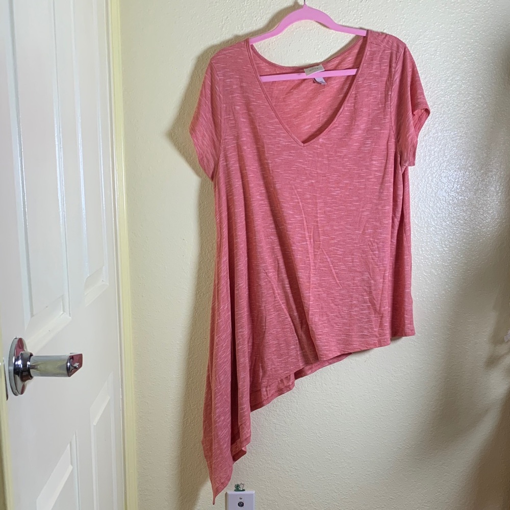 Knox Rose Asymmetrical V-Neck Top in Coral